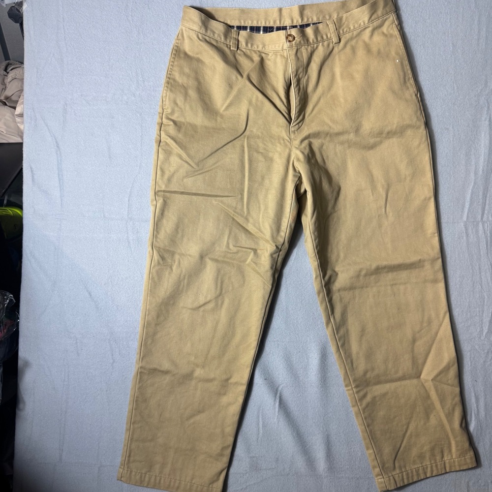 LL‎ Bean Natural Fit Flannel Lined Men Chinos 37x30 Khaki Good Lined 162385